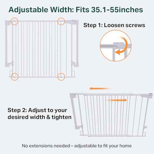 35.1 55" Extra Wide No Bottom Bar Baby Gate & Dog Gate for Stairs