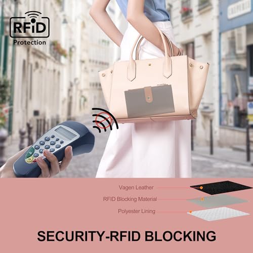 Wallet Women RFID Blocking Multi Cards Wallet Credit Card Holder for Women Large Capacity Lady Leather Trifold Travel Wallet with Passport