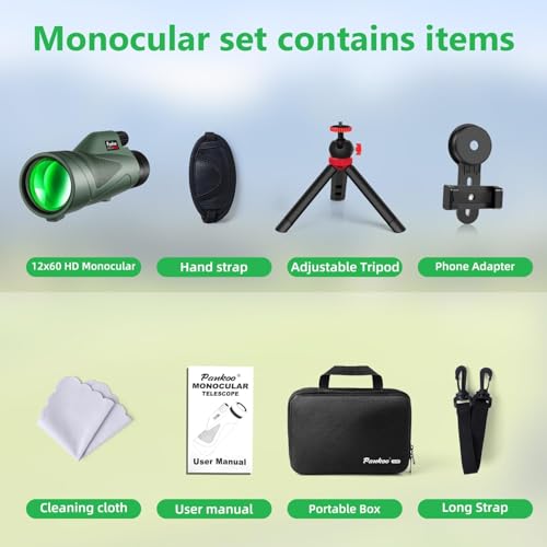 12x60 HD Monocular Telescope for Adults high Powered