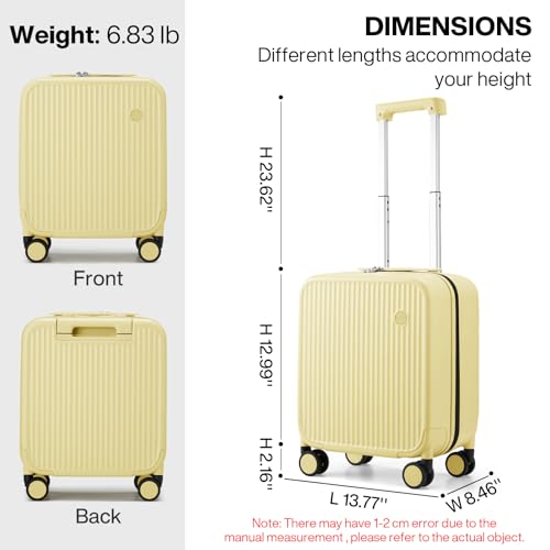 Underseat Carry on Luggage 16 Inch Hardshell PC Suitcase with Spinner Wheels TSA Lock for Travel