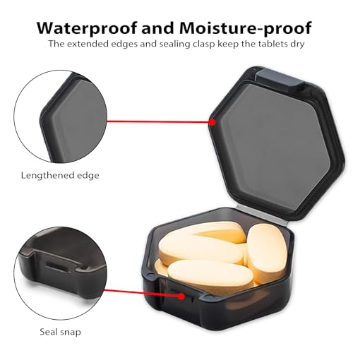 Small Pill Case Travel Pill Box Cute Pill Organizer for Purse Portable Daily Medicine Organizer 1 Compartment Pill Holder for Vitamins (3 Count)