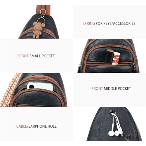 Sling Bag for Women Crossbody Fanny Cross Body Handbag Sling Purse Vegan Leather Trendy Gifts Travel Shoulder Bag Anti Theft Brown