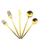 5-Piece 18/10 Stainless Steel Matte Gold Flatware Set - Dishwasher Safe, Perfect for Home, Office, or Travel