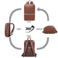 Leather Laptop Backpack for Men with Trolley Strap 16L Slim