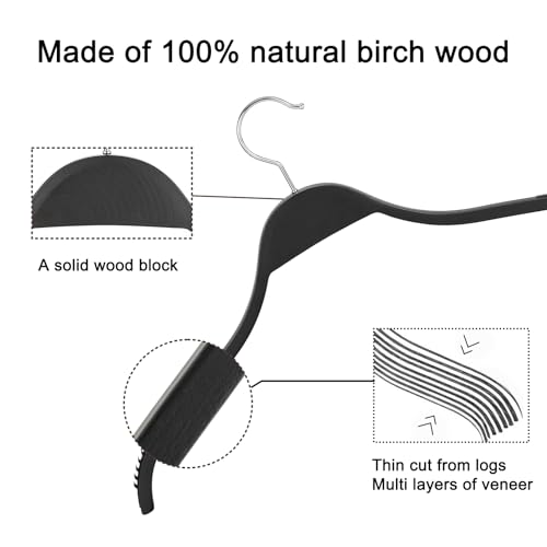 Slim Wooden Hangers with Extra Soft Non (30 Count)