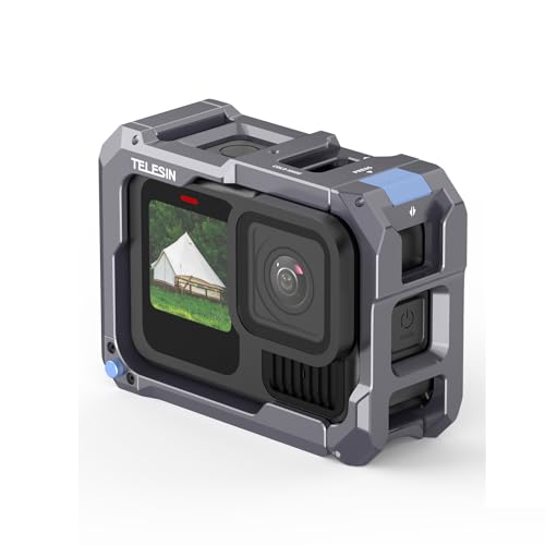 Upgraded Aluminum Alloy Cage Frame Housing for Go Pro 13 12 11 10 9 Black