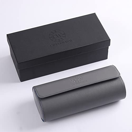 Genuine Napa Leather Watch Roll Travel Case for 3 Watches