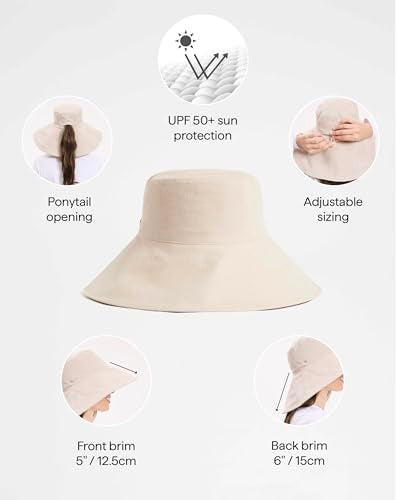 Women's Ultra Wide Cotton Linen Hat UPF 50+