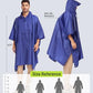 Extra Thick Hooded Rain Poncho Double Layer Waterproof Raincoat Jacket for Men Women Adults