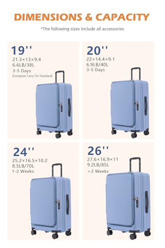 24 Inch Expandable Carry On Luggage with Cup Holder