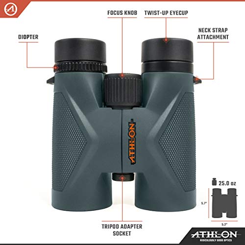 8x42 Midas UHD Gray Binoculars with ED Glass for Adults and Kids