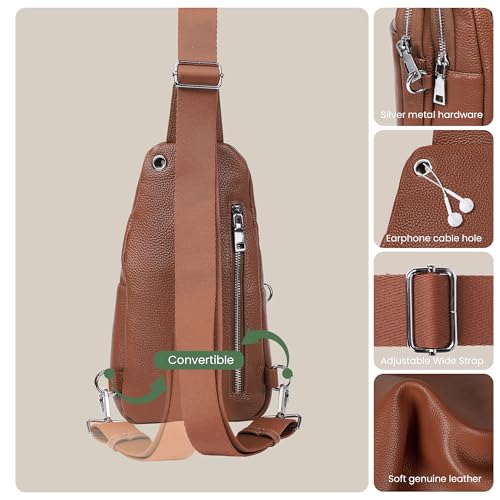 Brown Real Leather Small Crossbody Bags for Women Anti