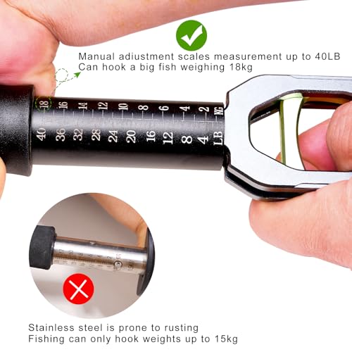 Fish Lip Gripper Fish Scales Professional Fish Holder Aluminium Alloy Material Grabber 40 Pound Fish Lip Grip Tool with Weight Scale and 360 Degree Rotation