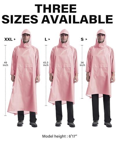 Hooded Rain Poncho Packable Waterproof Unisex Raincoat with Pocket