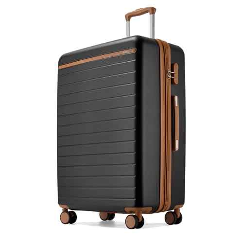 Large Suitcase 28in Expandable ABS+PC 8pcs Silent Wheels Black