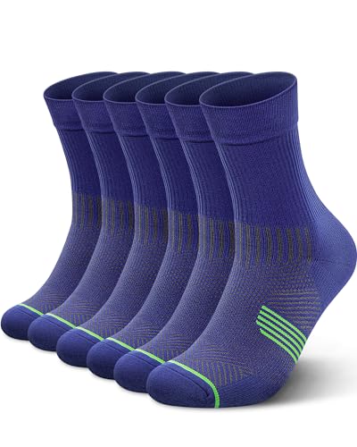 3 Pairs Running Compression Socks for Men & Women Crew Socks with Cushion (3 Count)