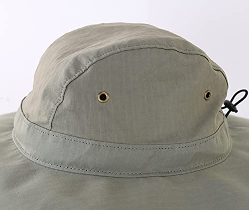 UPF 50+ Men's Sun Hat Wide Brim Fishing Hat Light Weight Safari Bucket Hat Army Green