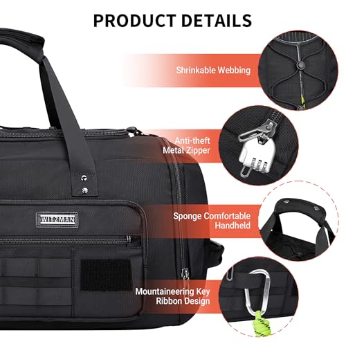 Duffle Bag for Men 3 in 1 Convertible 40L Nylon Gym Travel Backpack