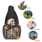 Sling Bag Skeleton Flower Skull Vintage Hiking Daypack Crossbody Shoulder Backpack Travel Chest Pack for Men Women