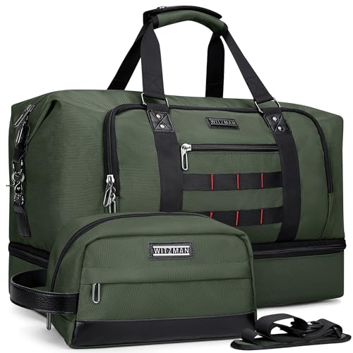 Nylon Duffle Bag for Men 50L with Toiletry Bag Sets Overnight Bag (2 Count)