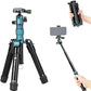 Fotopro Mini Tripod with Ball Head, Phone Mount Detachable Selfie Stick, Folded only 8.6", Max Load up to 6.6 lbs. FY-810 Blue
