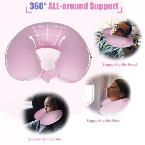 Travel Neck Pillow 100% Pure Memory Foam Airplane Pillow for Head Support
