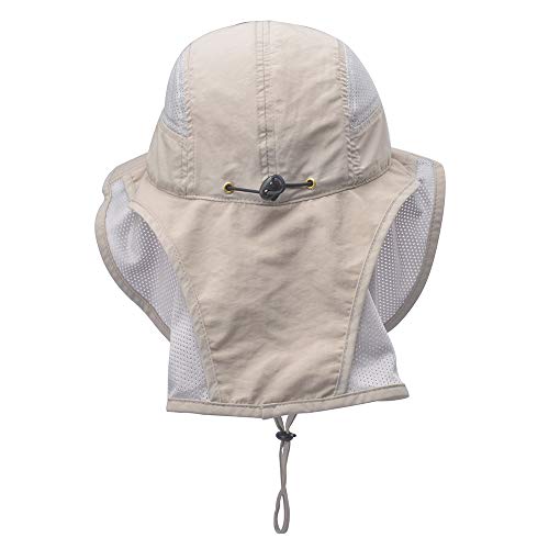 Unisex Outdoor Activities UV Protecting Sun Hats with Neck Flap Khaki