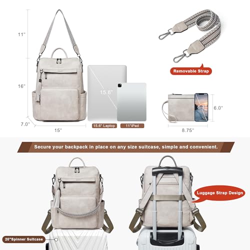Vegan Leather Laptop Backpack for Women 15.6 inch Work Backpack Fashion Travel Backpack Purse for Travel College Work