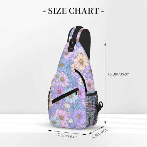 Sling Bag Daisy Flower Pastel Color Hiking Daypack Crossbody Shoulder Backpack Travel Chest Pack for Men Women