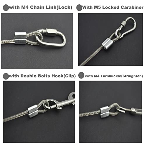 10 Pcs 2mm Wire 12 inch Vinyl Coated Stainless Steel Cable with Loops Short Wire Rope Lanyard Lock Security Chain Link for Outdoor Gates (10 Count)