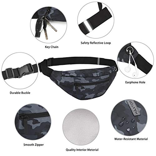 Small Camo Black Crossbody Bag Shoulder Fanny Pack with 4