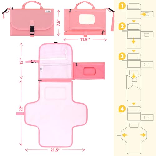 Portable Diaper Changing Pad with Wipes Pocket