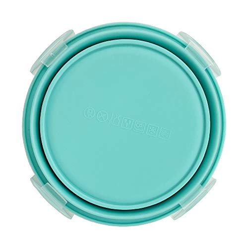 Small Collapsible Bowl Silicone Food Storage Containers Collapsible Camping Bowl for Travel Camping Hiking with Airtight Plastic Lids and 2Pack Silicone Dish Sponges
