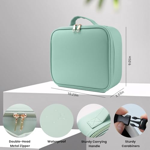 Travel Makeup Bag with LED Mirror and Light Makeup Travel Bag Organizer Portable Cosmetic Brush Organizer Bag with Adjustable Dividers for Cosmetics Makeup Brushes Toiletry