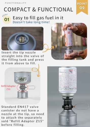 CAMPINGMOON Empty Refillable Cylinder 35g Standard for Backpacking Camping EN417 Lindal Valve Silver TC