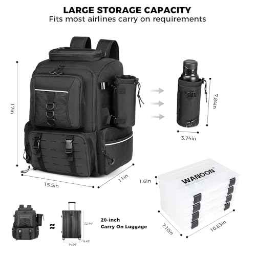 Fishing Backpack 45L with 4 Tackle Boxes