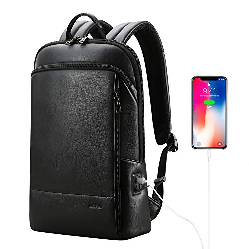 Unisex Slim Genuine Leather Laptop Backpack Men for 15