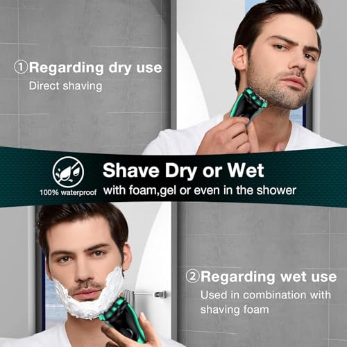 Electric Razor for Men Cordless Rotary Shaver Wet Dry with Trimmer