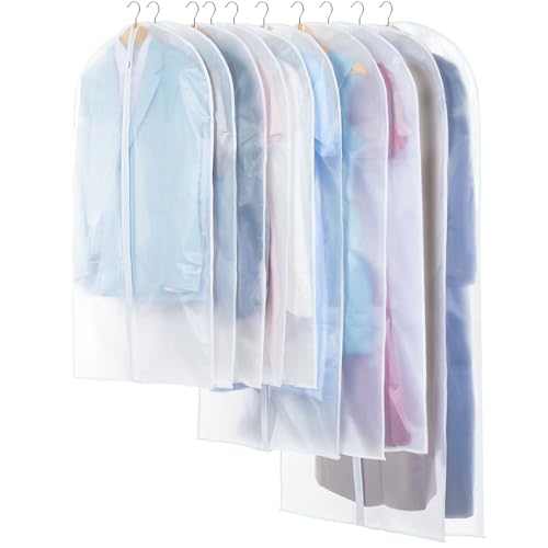 Translucent Garment Bags for Hanging Clothes (10 Count)