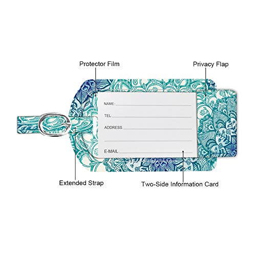 2 Pack Luggage Tags Leather Name ID Labels with Privacy Cover (2 Count)