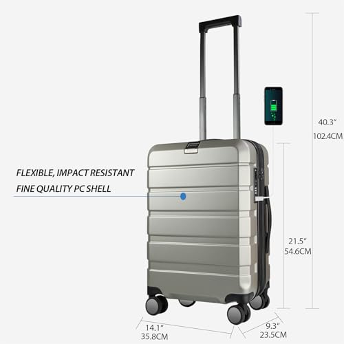 Hardside Expandable Carry On Luggage with Spinner Wheels & Built