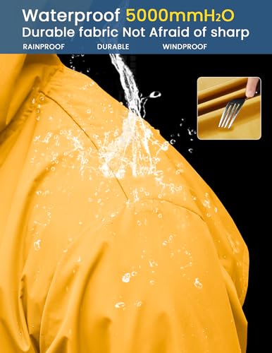 Men's Packable Rain Jacket Long Raincoat With Hood Mens Raincoat With Pockets