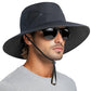 Sun Hats for Men Women Wide Brim Bucket Hat Black