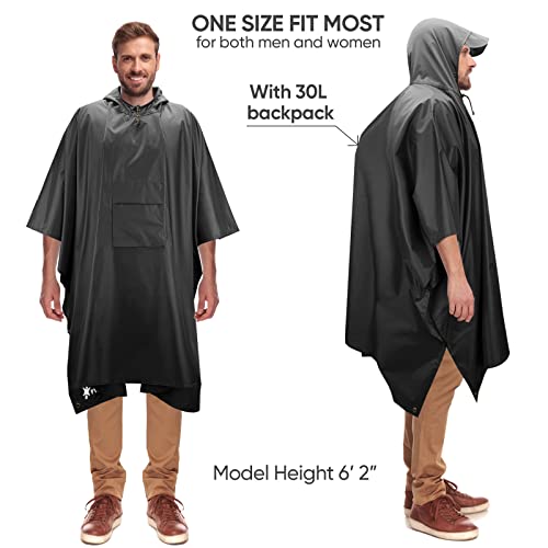 Hooded Rain Poncho for Adults