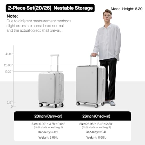 2 Piece Luggage Sets with Cup Phone Holder and Charger Hard Shell Suitcases with Spinner Wheels