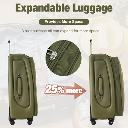 Softside Luggage Set Lightweight 3 Piece Suitcase with Duffel Bag (3 Count)