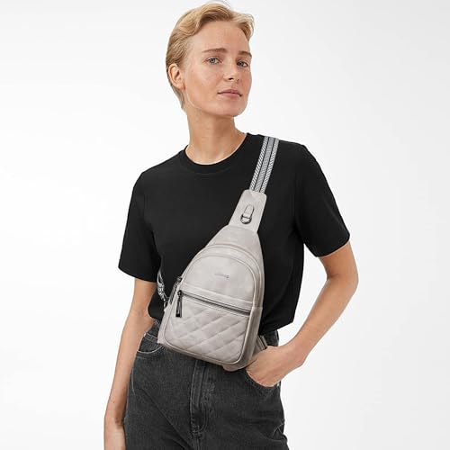 7L Sling Bag For Women Fanny Pack Crossbody Travel Shoulder Belt Bags Tote Backpack Purse Faux Leather Grey