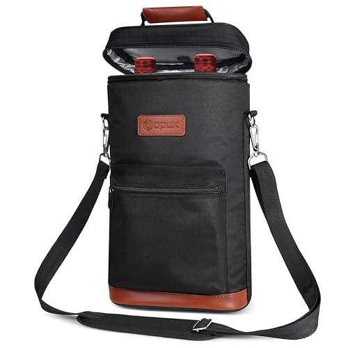 Insulated 2 Bottle Wine Bag Tote Leakproof Carrier Cooler Gift