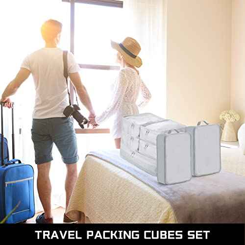 2 Packs 6 Set Travel Packing Cubes Luggage Organizer Set Lightweight Suitcase with Shoe Bag for Clothes Toiletries