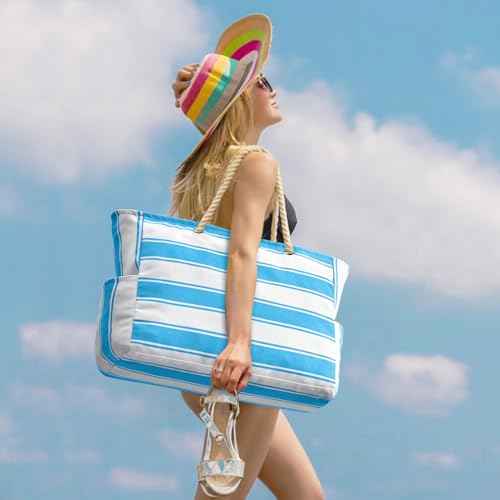 Beach Bags for Women Large Waterproof Beach Tote Bag Zipper Beach Bags Waterproof Sandproof Swim Pool Bag Large Tote